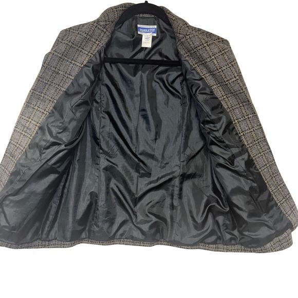 Vintage Pendleton Womens Brown Plaid Wool Blend Blazer Jacket Quiet Luxury Sz 4 - Picture 9 of 10